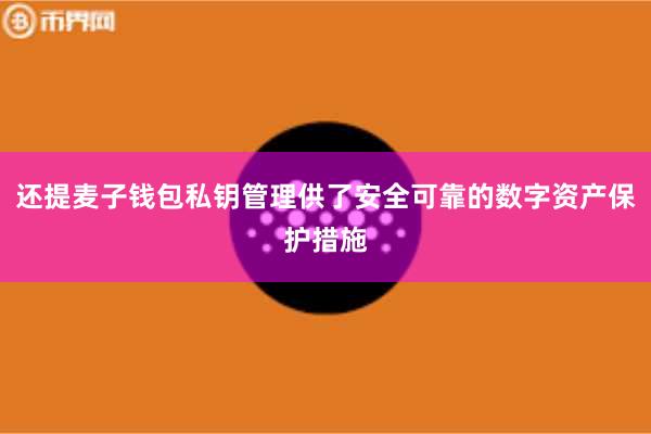 还提麦子钱包私钥管理供了安全可靠的数字资产保护措施